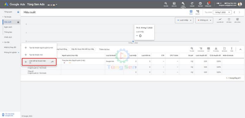 Liên Kết Tài Khoản Hiện Có Trên Tài Khoản Người Quản Lý Google Ads