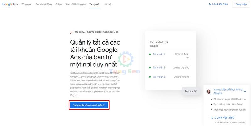 Tạo Tài Khoản Người Quản Lý Google Ads