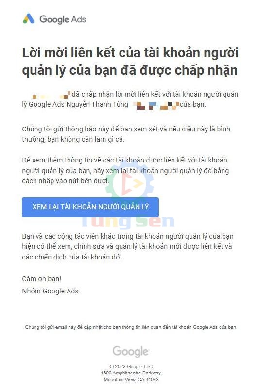 Xác Nhận Gửi Lời Mời Liên Kết Tài Khoản Google Ads