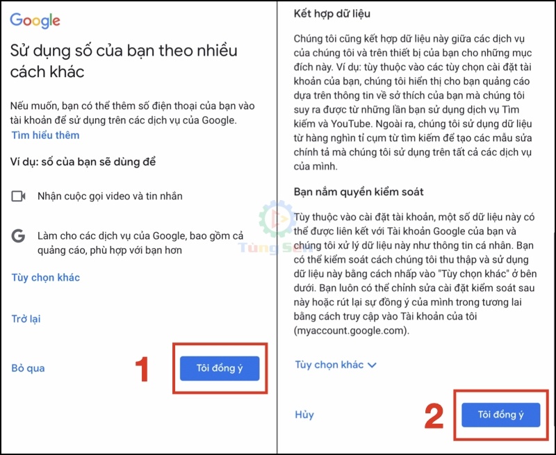 Đồng Ý Điều Khoản Khi Tạo Tài Khoản Google