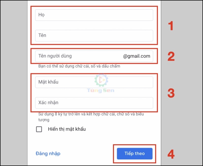 Nhập Thông Tin Tài Khoản Google