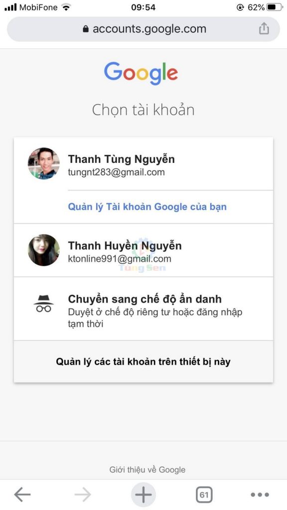 Chọn Quản Lý Tài Khoản Trên Thiết Bị Này